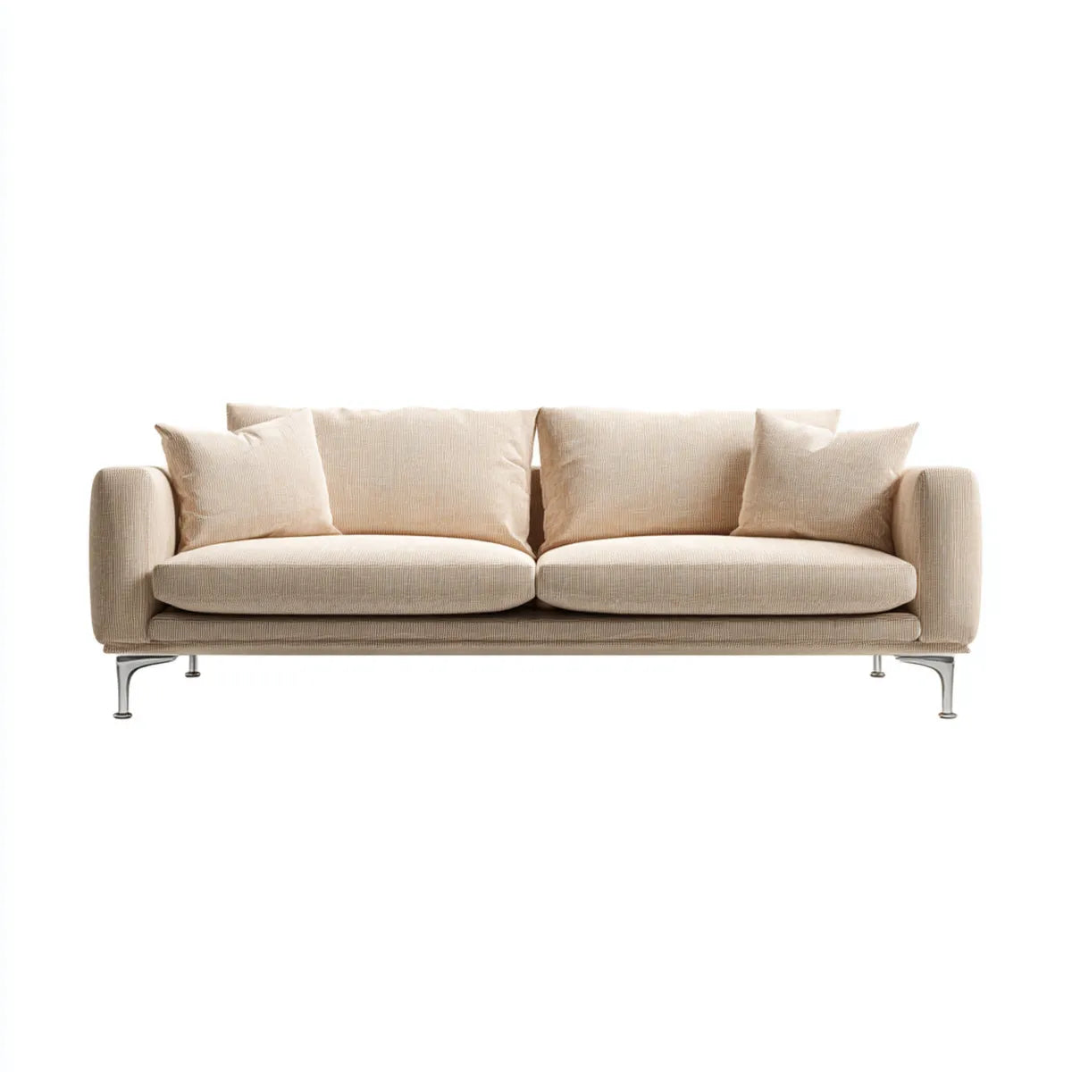 Sofa 3 beżowe fotele 220 x 90 x 82 cm w poliestrze o strukturze sosnowej i kształcie prostokątnym