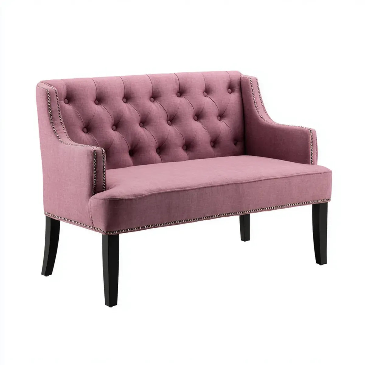 Sofa 2 siedzenia różowy poliester z prostokątnym tyłu 130 x 78 x 91 cm