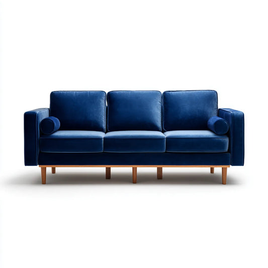 sofa 3-osobowa Ciemnoniebieski 220 x 90 x 85 cm aksamitny poliester prostokątna