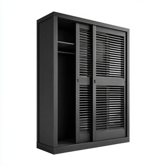 Szafa z 2 drzwiami przesuwnymi Czarna 120 x 60 x 200 cm MDF prostokątna