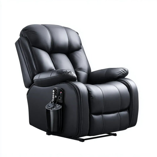 Fotel masujący, Elektryczny fotel do masażu Relax fotel Czarny 90 x 96 x 105 cm PU sztuczna skóra Zaokrąglony kształt