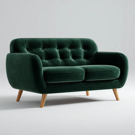 Sofa 2 ciemnozielone miejsca 150 x 85 x 82 cm w prostokątnym aksamicie poliestrowym