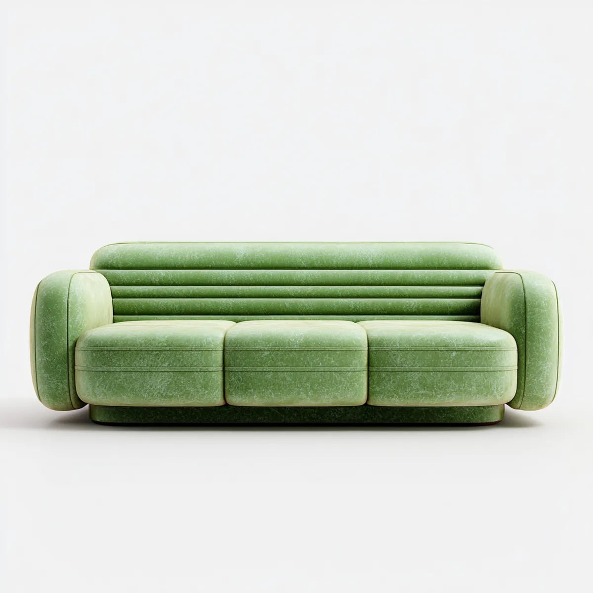 Sofa, 3 prostokątna, zielona, poliestrowa, aksamitna sofa z wyszczuploną tyłem 230 x 95 x 78 cm