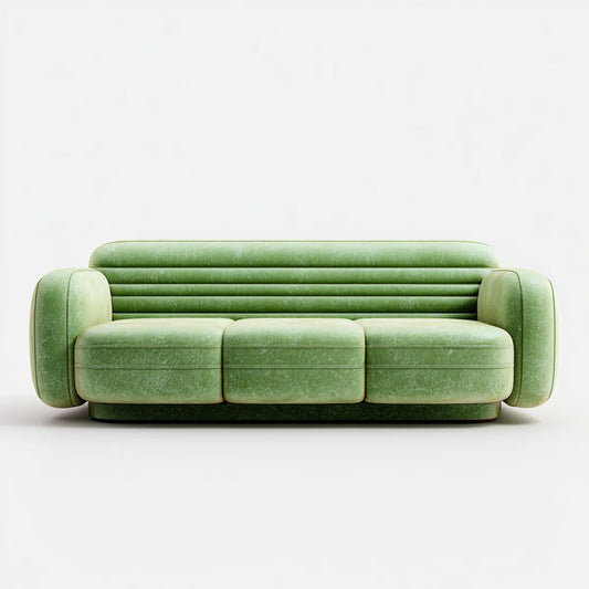 Sofa, 3 prostokątna, zielona, poliestrowa, aksamitna sofa z wyszczuploną tyłem 230 x 95 x 78 cm
