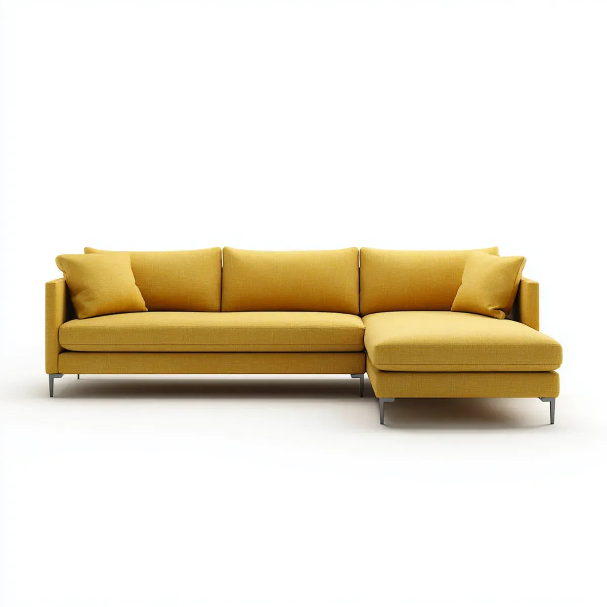 Sofa, Kanapa narożna 3 miejsca żółty ocher w poliestrze 250 x 160 x 85 cm