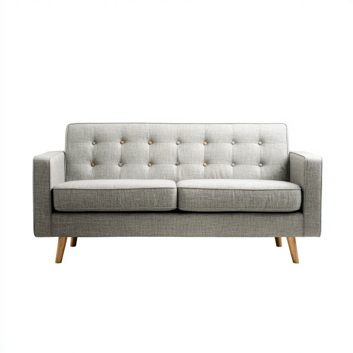 Sofa 2 umieszcza szary 145 x 78 x 84 cm w poliestrze z prostokątną konstrukcją sklejki