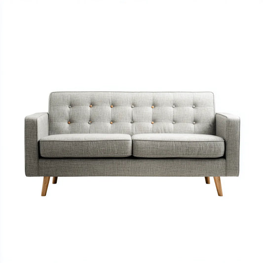Sofa 2 umieszcza szary 145 x 78 x 84 cm w poliestrze z prostokątną konstrukcją sklejki