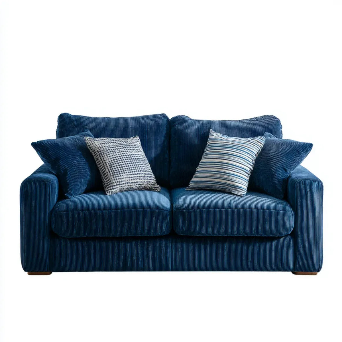 Sofa 2 niebieskie aksamitne łóżka z prostokątnymi paskami poliestrowymi 170 x 90 x 88 cm