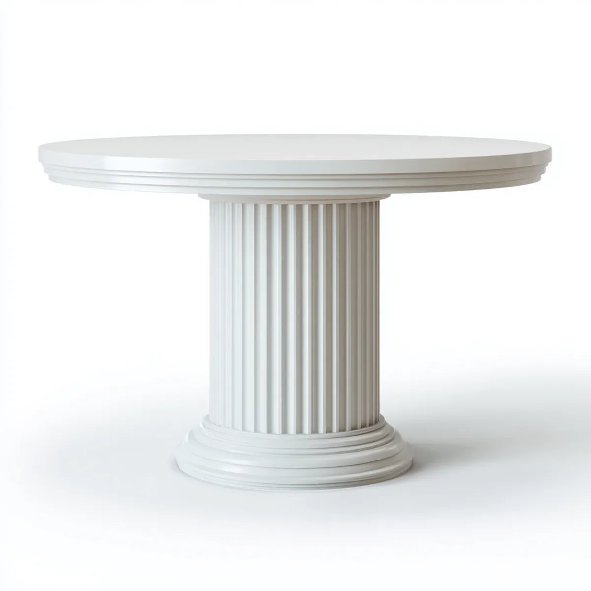 Stół do jadalni, Okrągły biały stół MDF z lakierowanym MDF Ø120 x 75 cm z podstawą centralną