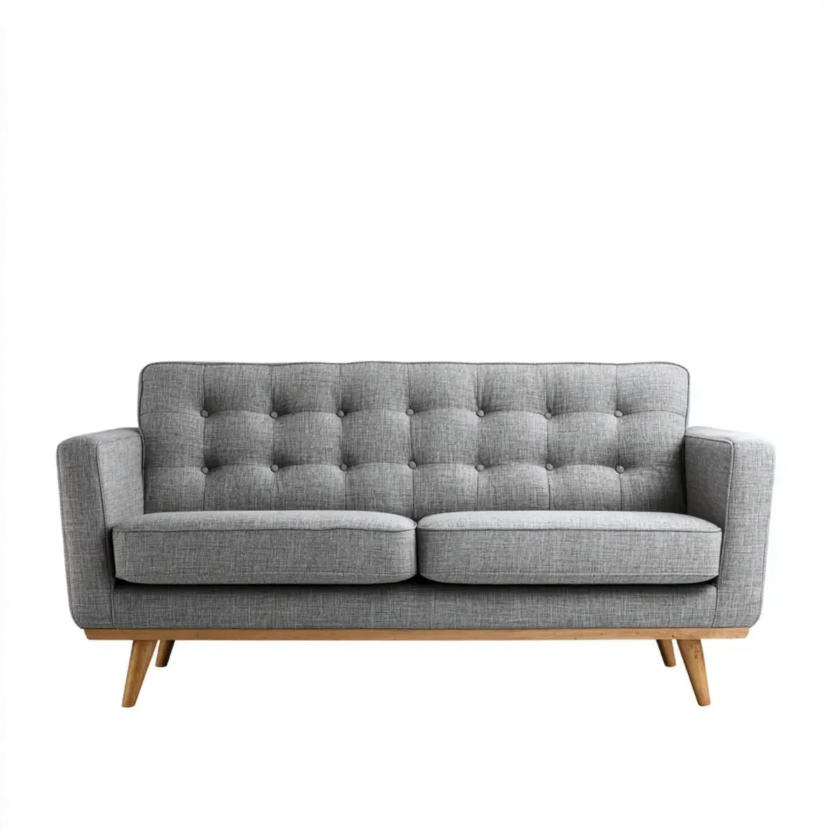 Sofa, 2-fotela szara 151 x 83 x 86 cm poliester z litymi nóżkami z drewna prostokątne