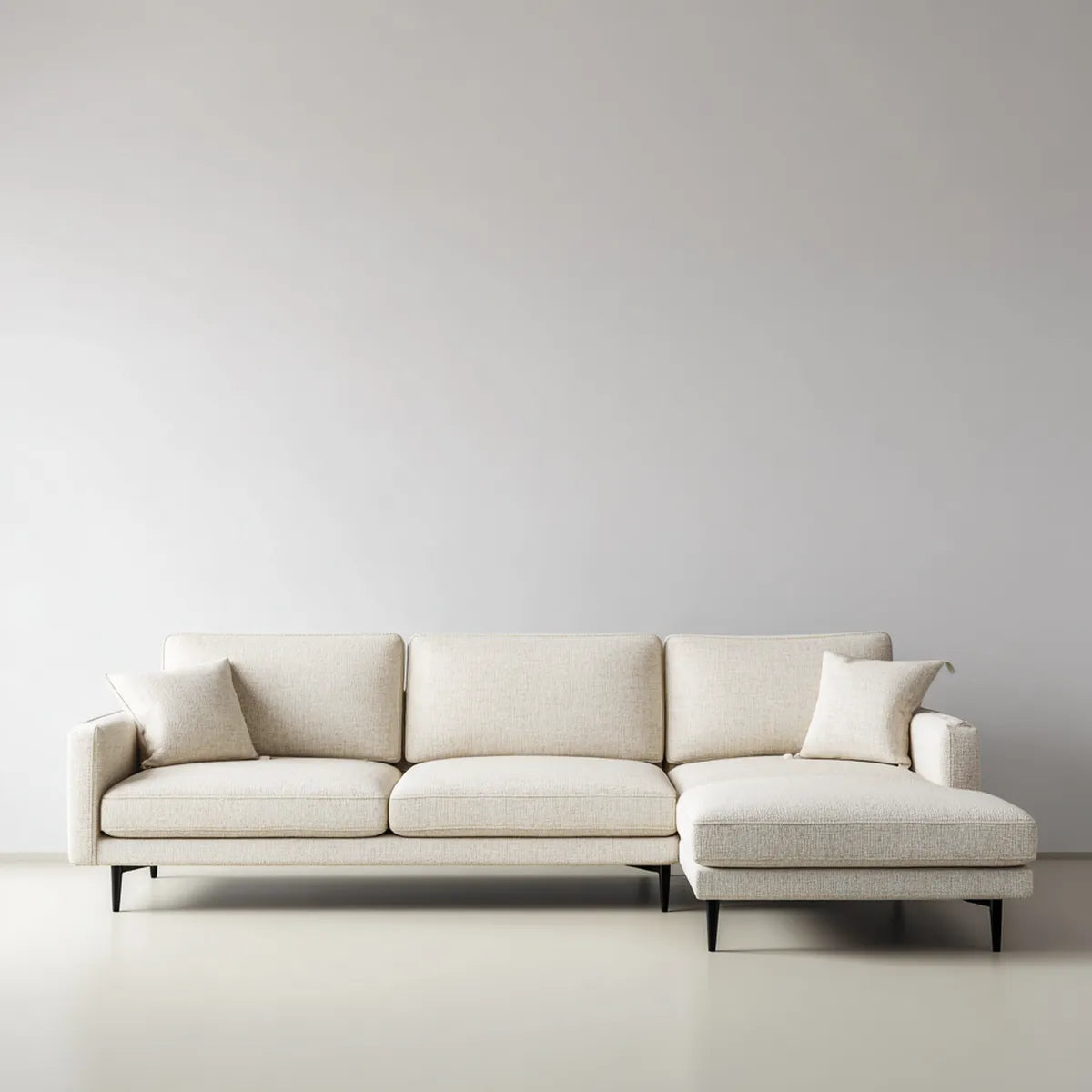 Sofa, Kanapa narożna z kremem z prawej strony 260 x 160 x 82 cm poliestru