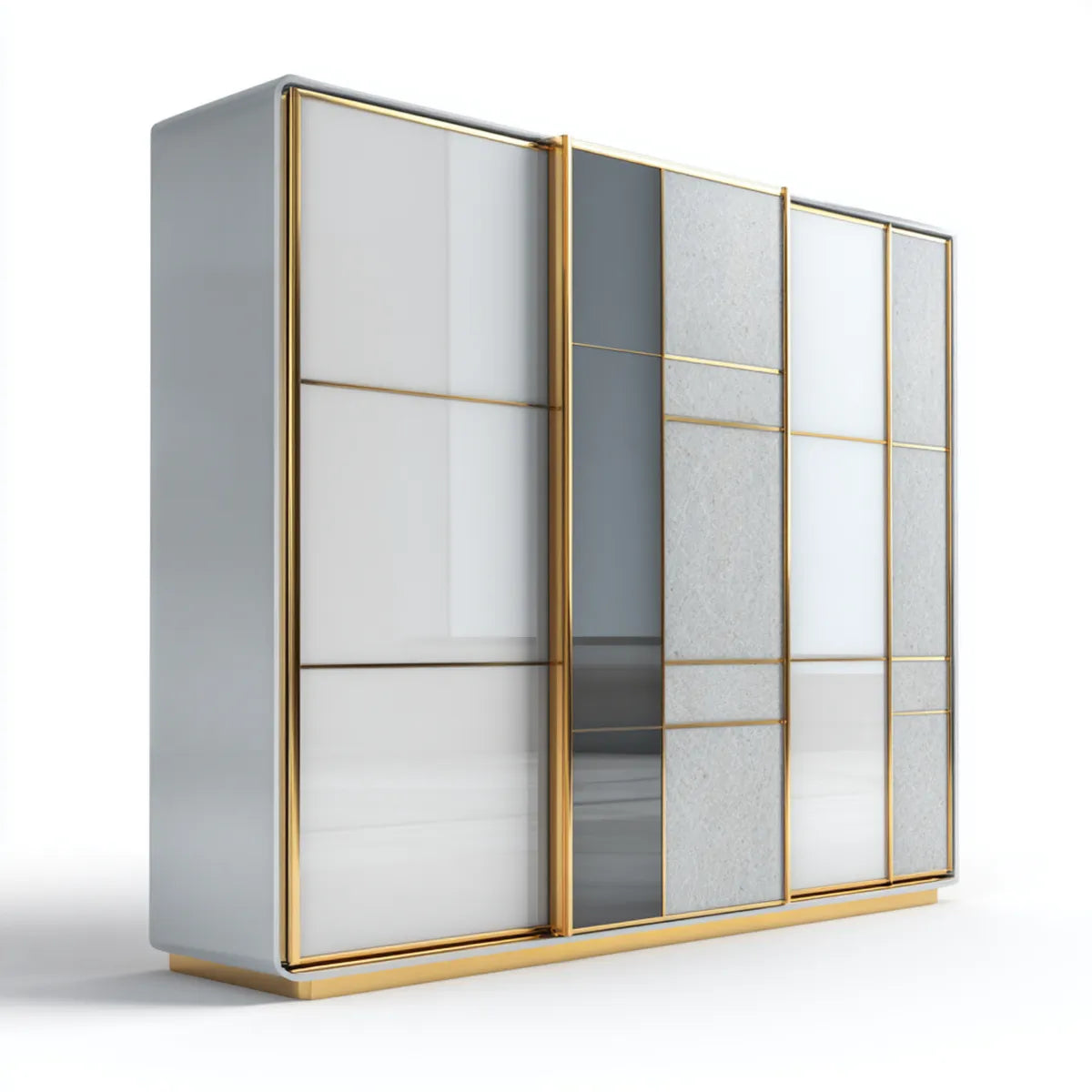 Szafa, Pływające drzwi Szara szarość Szara Szarość ze szkła lustrzanego 300 x 60 x 220 cm MDF