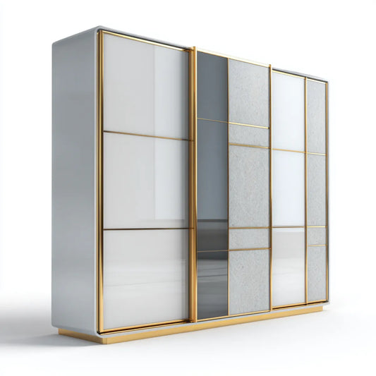 Szafa, Pływające drzwi Szara szarość Szara Szarość ze szkła lustrzanego 300 x 60 x 220 cm MDF