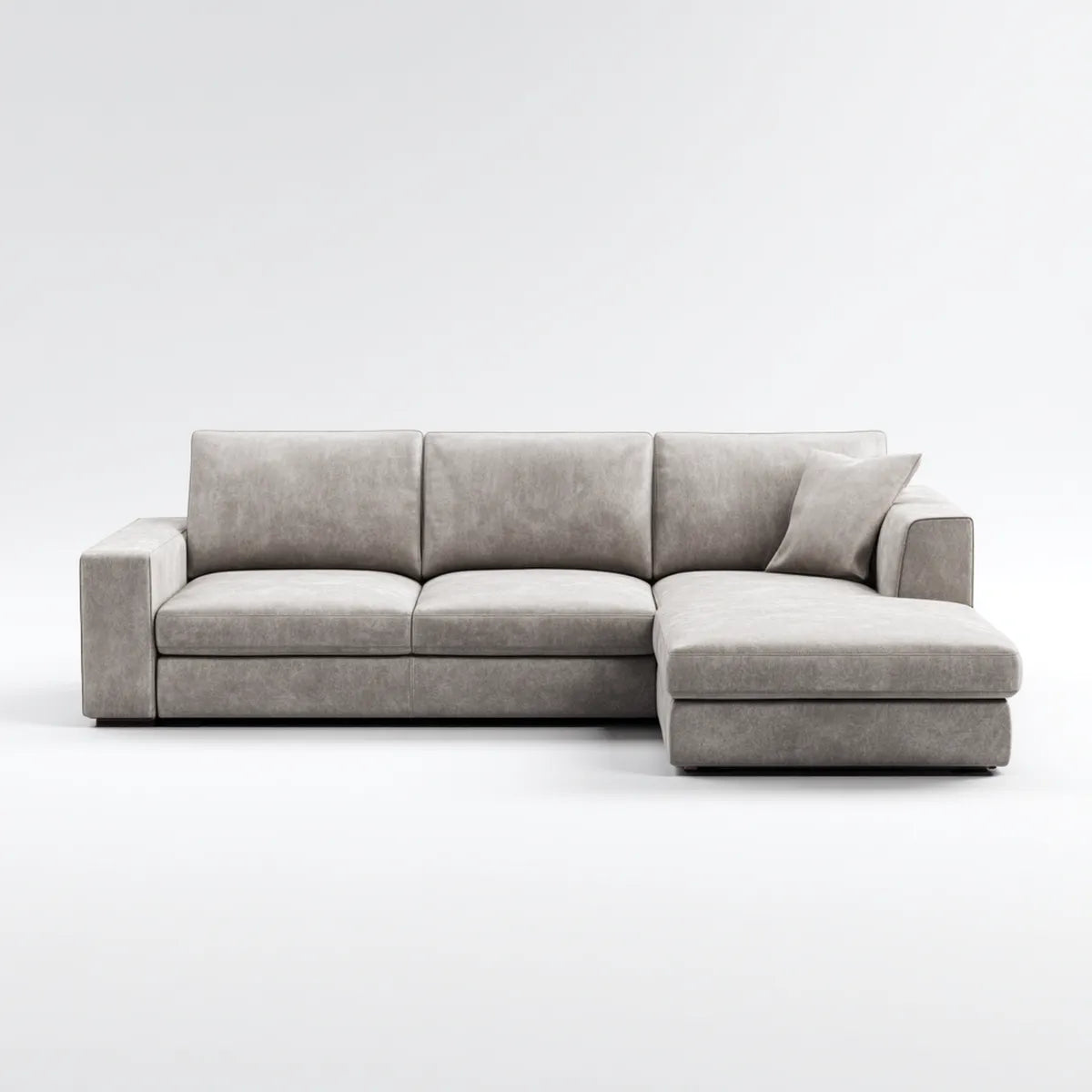 Sofa, Kanapa narożna z siekierą z prawej szarej poliestru mikrofibry 280 x 165 x 85 cm