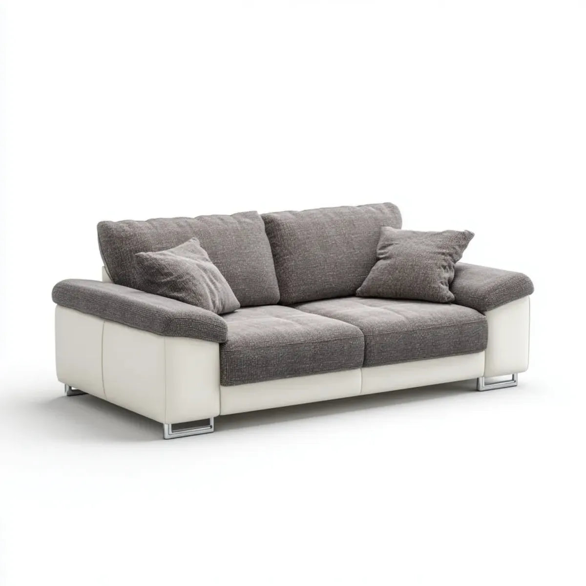 Sofa 2 miejsca szaro-białe poliestrowe i syntetyczne skóry PU 170 x 90 x 88 cm