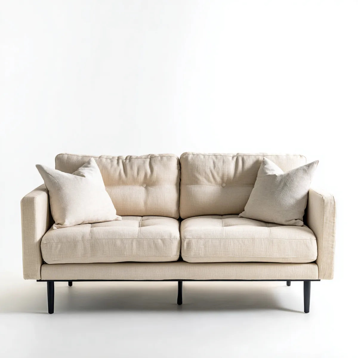 Sofa 2 beżowe fotele 160 x 90 x 85 cm w prostokątnym kształcie poliestru