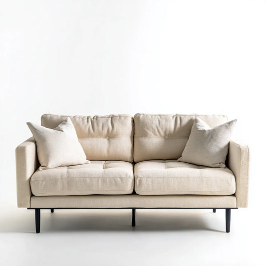 Sofa 2 beżowe fotele 160 x 90 x 85 cm w prostokątnym kształcie poliestru