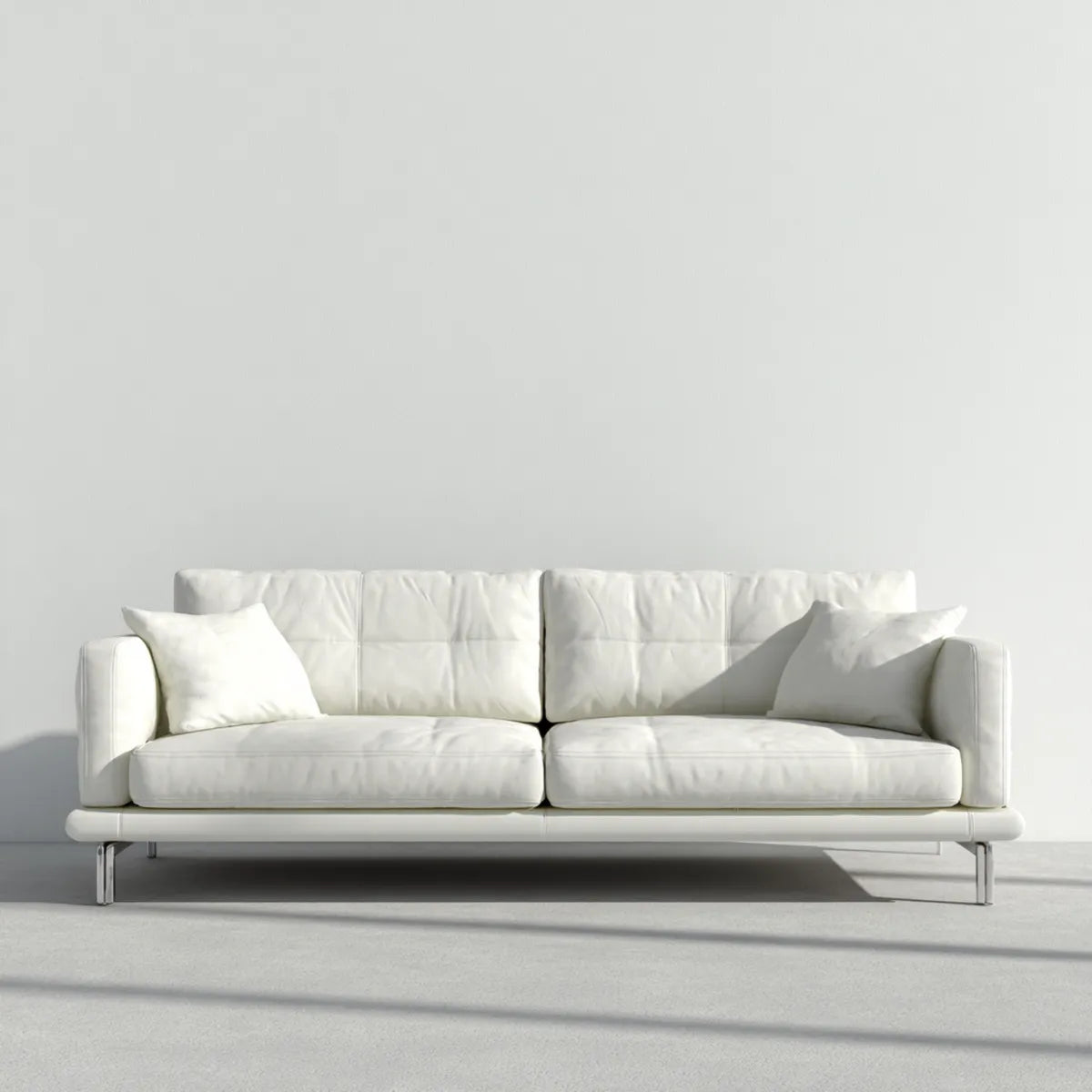 Sofa 3 biała skóra PU prostokątna sofa 220 x 90 x 85 cm