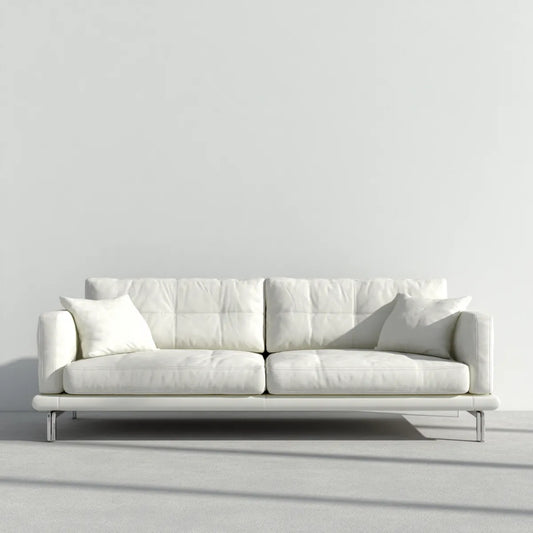 Sofa 3 biała skóra PU prostokątna sofa 220 x 90 x 85 cm