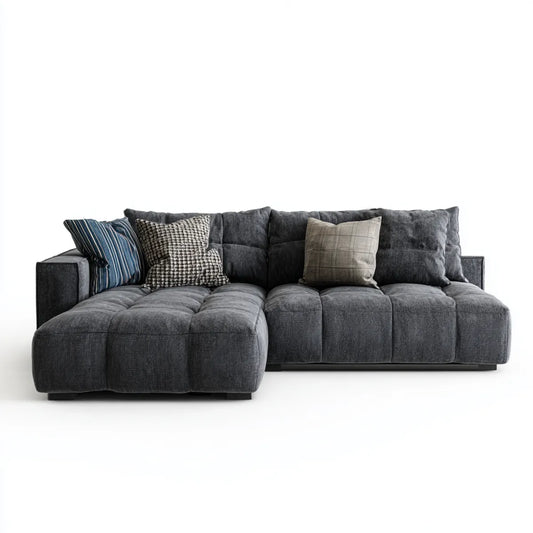 Sofa, Kanapa narożna z krzesełkiem z szarym antracytem 280 x 170 x 75 cm poliestrowa powłoka L kształt