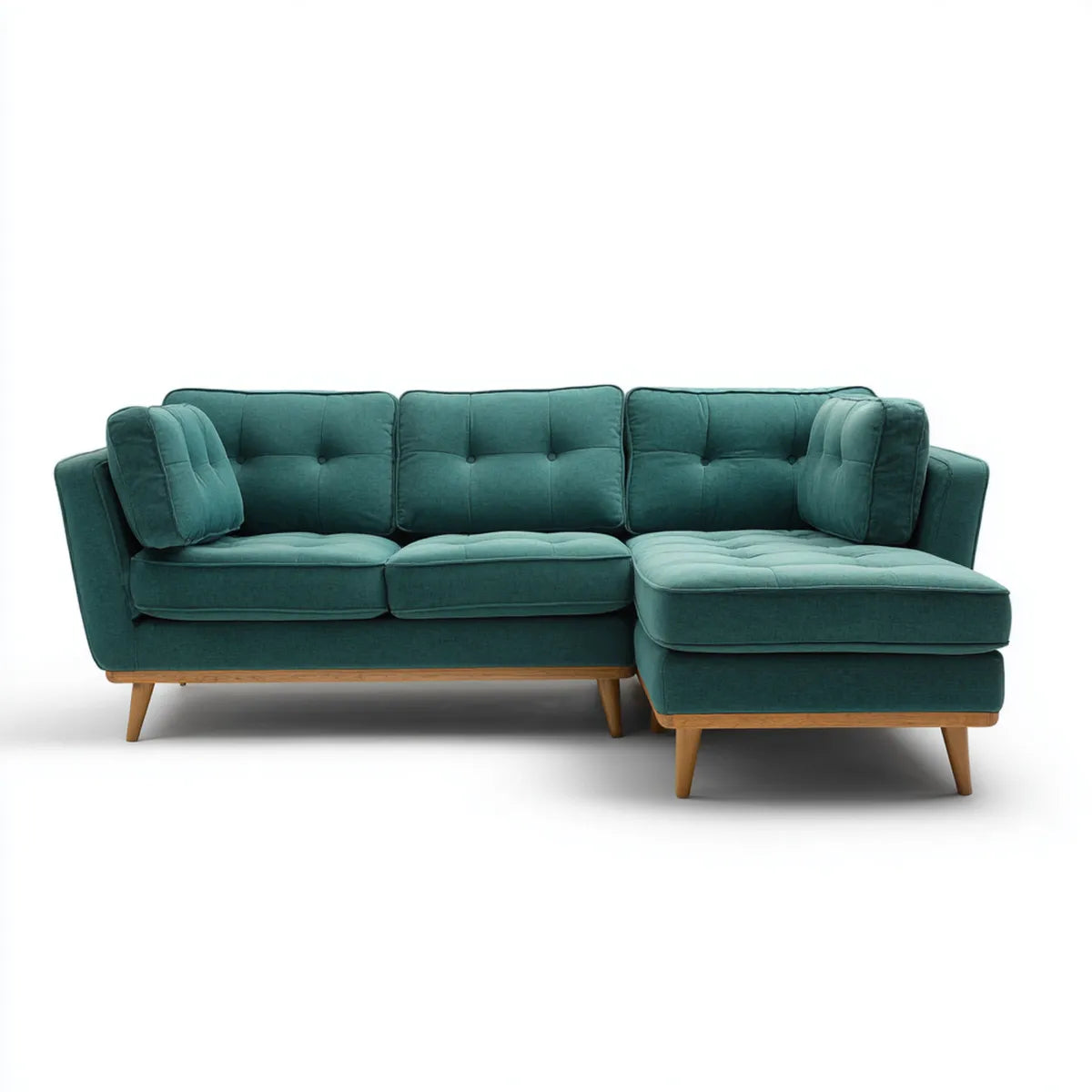 Sofa, Kanapa narożna 3 zielone miejsca z krzesełkiem w prawo w aksamit poliestrowy 250 x 160 x 85 cm